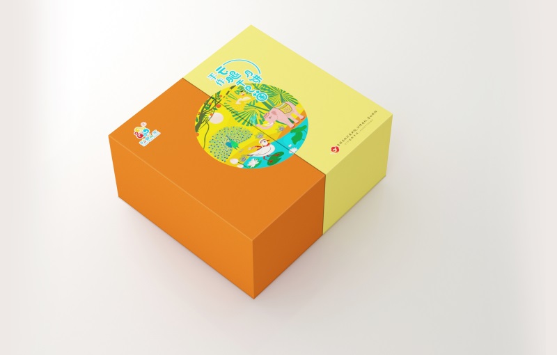 新国风异形对开盒型，半圆对图月饼盒设计定制