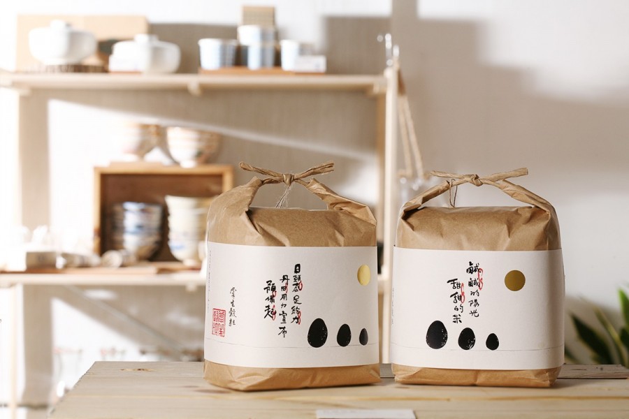 牛皮紙日式風大米禮盒包裝設計定制