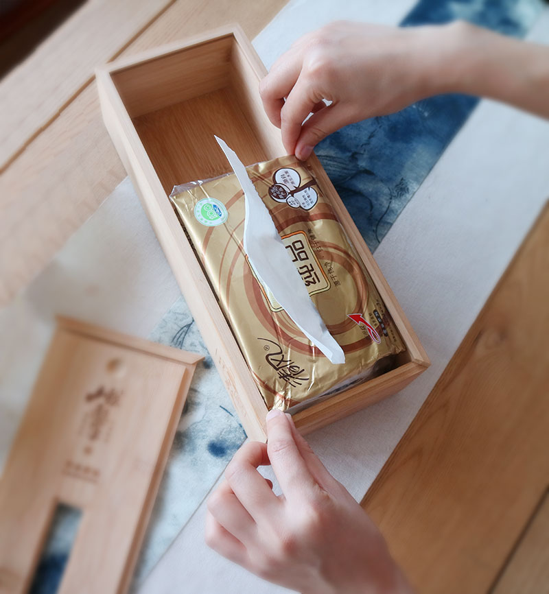创意茶叶木盒包装，用完后还能当抽纸盒
