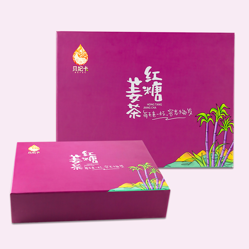 紅糖姜茶禮盒包裝設(shè)計(jì)定制，天地蓋精裝包裝盒