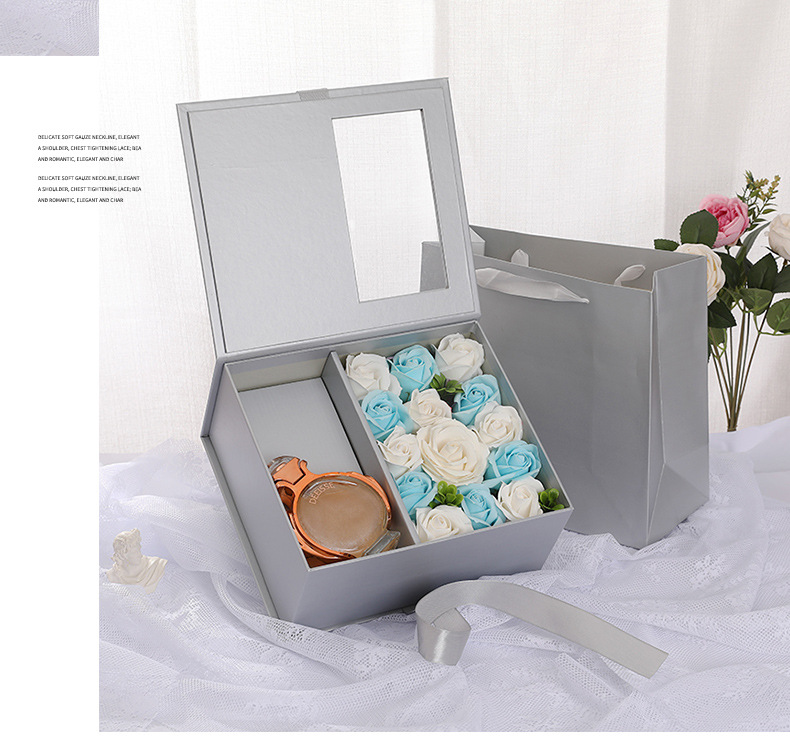 节日惊喜鲜花礼品盒定制永生花盒包装婚庆伴手礼开窗玫瑰花礼盒